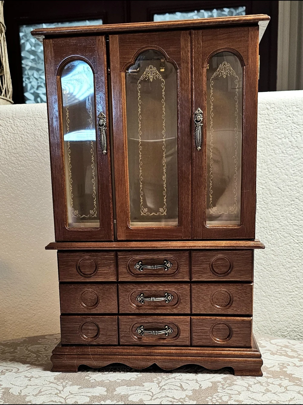 Vintage Armoire Style Jewelry Box Cabinet 17.5